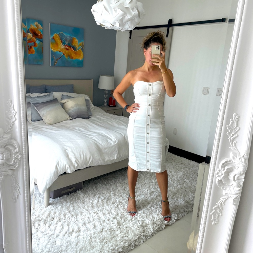 Veronica Beard Denim Strapless Dress